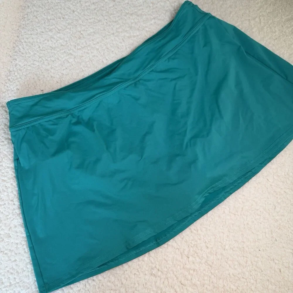 Lands End Emerald Green UPF 50 Mini Swim Skirt Women 14 Beachwear Summer
